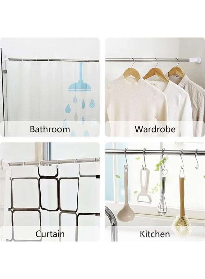 2 pieces Extendable Stainless Steel Tension Rod   No Drilling, Heavy Duty Telescopic Pressure Rod Multi-Purpose for Shower Curtain Rail, Closet Clothes Hanging, Laundry Drying, Window Curtain, Wardrobe & Doorwa - Image 3